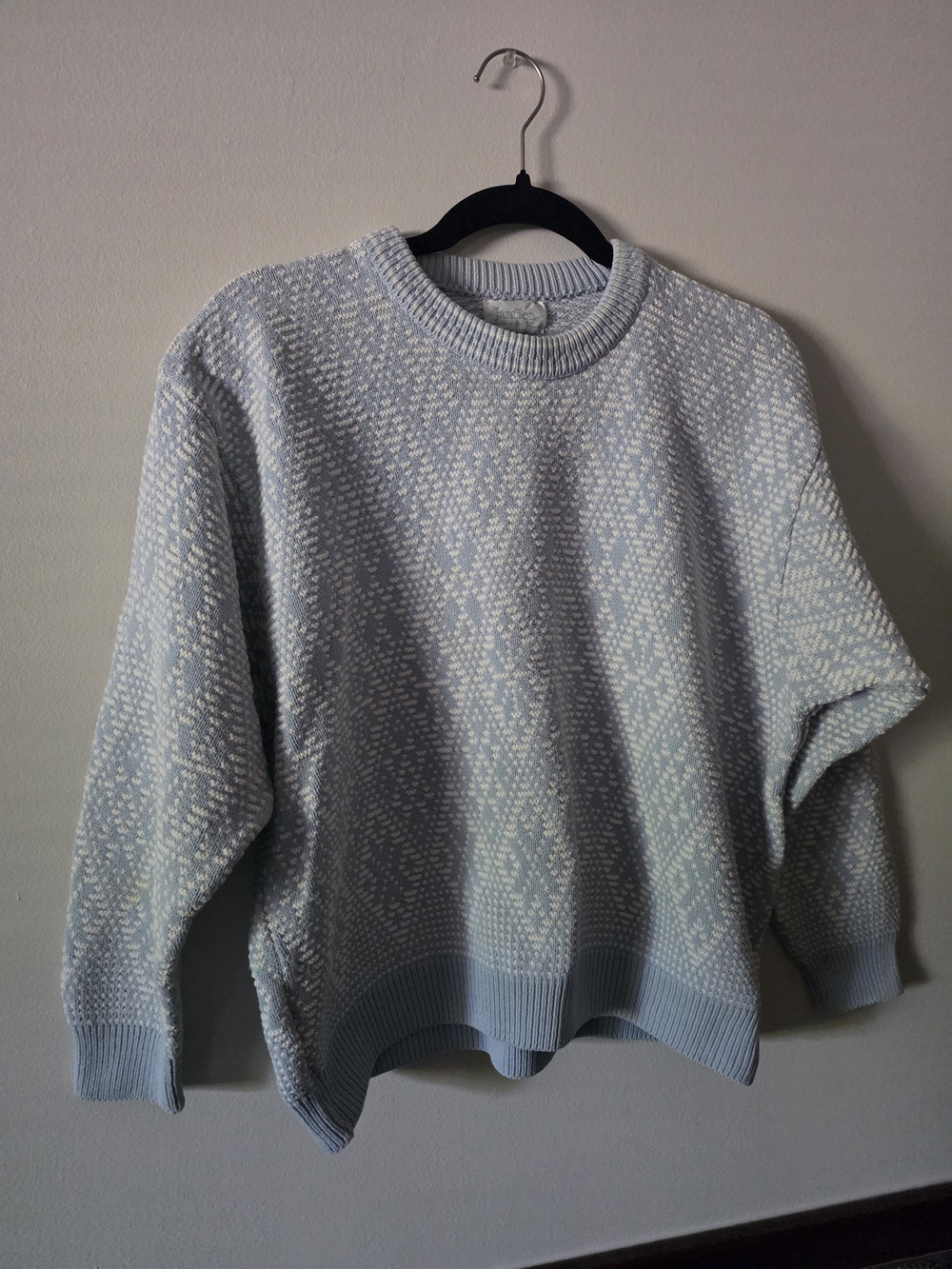 Classic Light Blue Patterned Crewneck Sweater